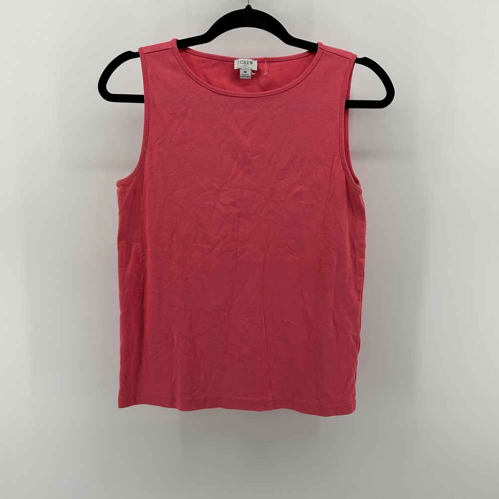 J.Crew Pink 100% Cotton Sleeveless Crew Neck Tank‎ Top Med Basic Preppy Minimal